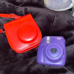 instax mini 8 red + purple case